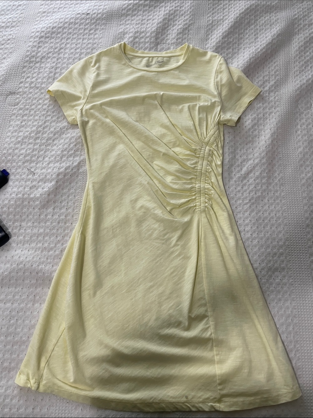 Women's Ruched Side A-Line Dress in Pale Yellow